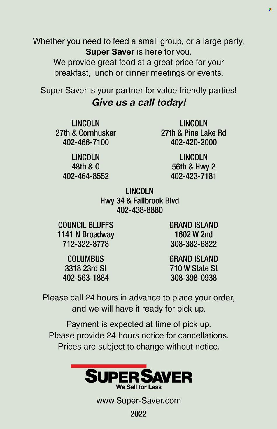 Super Saver Weekly Ad Flyer Specials January 1 to December 31, 2022