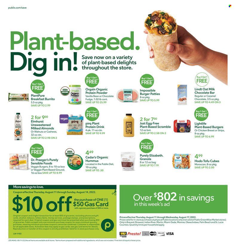 Publix (AL, FL, GA, NC, SC, TN) Weekly Ad Flyer Specials August 11 to August 17, 2022