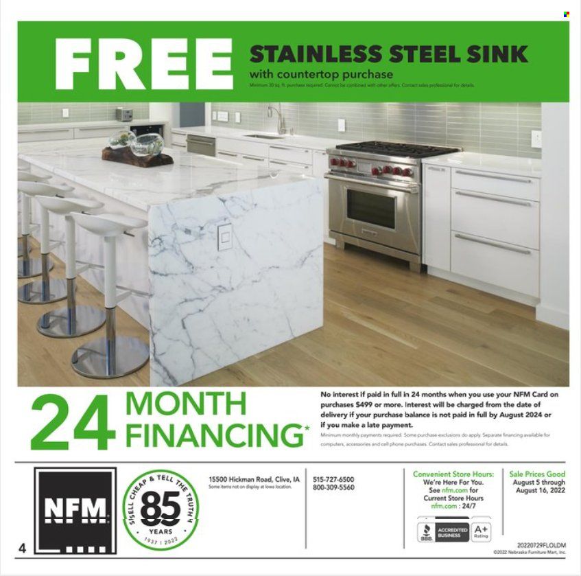Nebraska Furniture Mart (IA, KS, NE, TX) Weekly Ad Flyer Specials August 5 to August 16, 2022