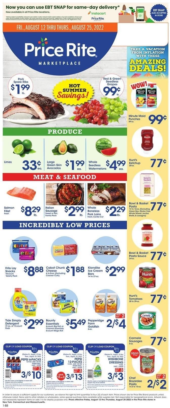 Price Rite (CT, MA, MD, NH, NJ, NY, PA, RI) Weekly Ad Flyer Specials August 12 to August 25, 2022