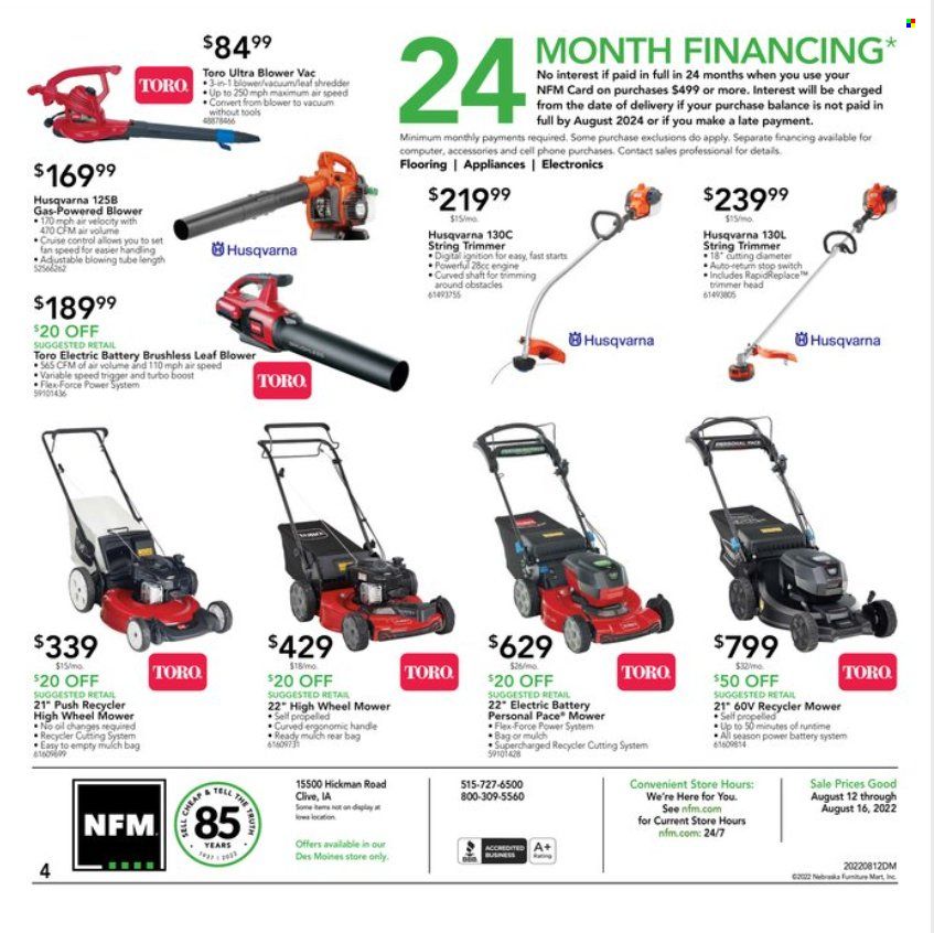 Nebraska Furniture Mart (IA, KS, NE, TX) Weekly Ad Flyer Specials August 12 to August 16, 2022