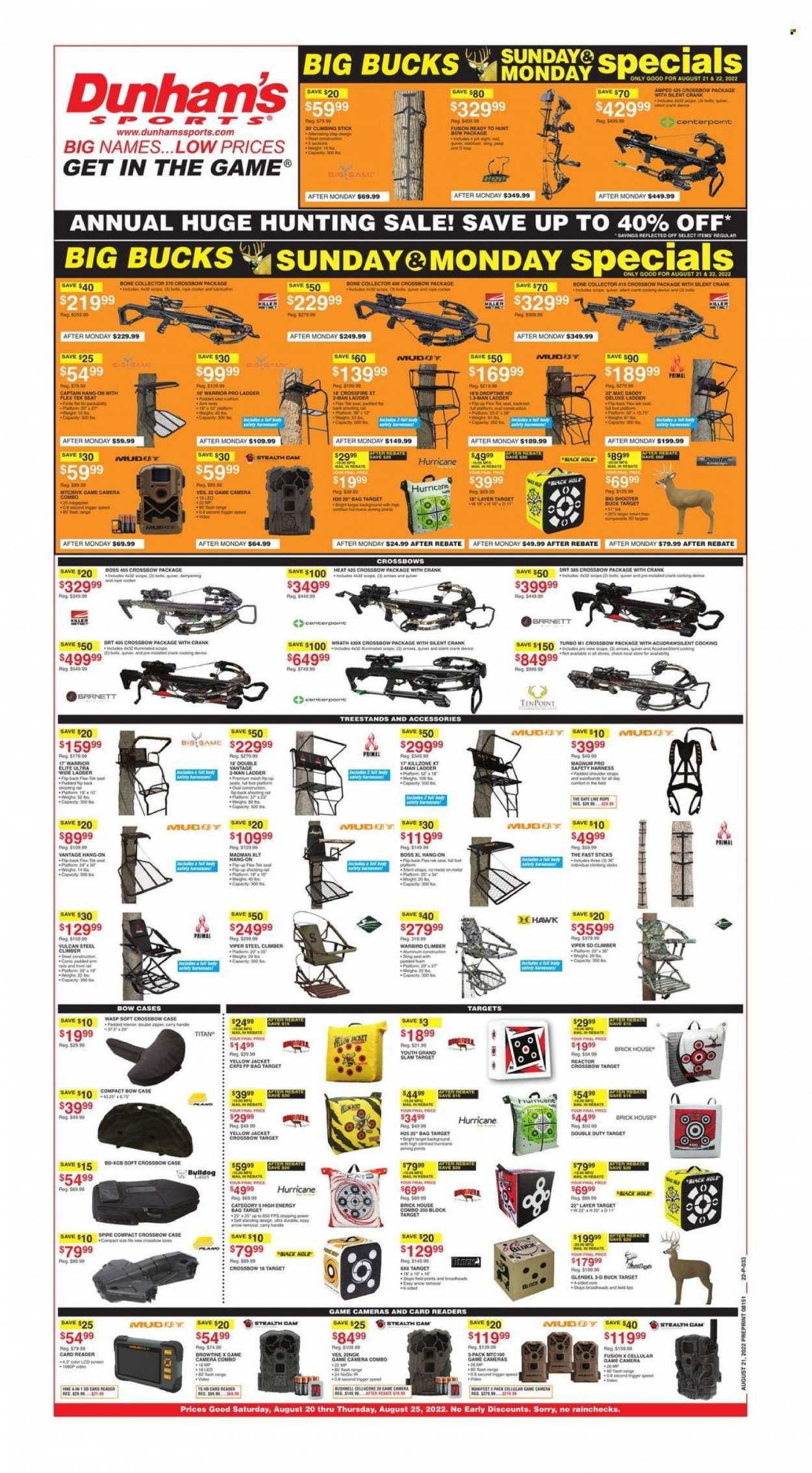 Dunham's Sports (IA, IL, IN, MN, OH, SD, WI) Weekly Ad Flyer Specials August 20 to August 25, 2022