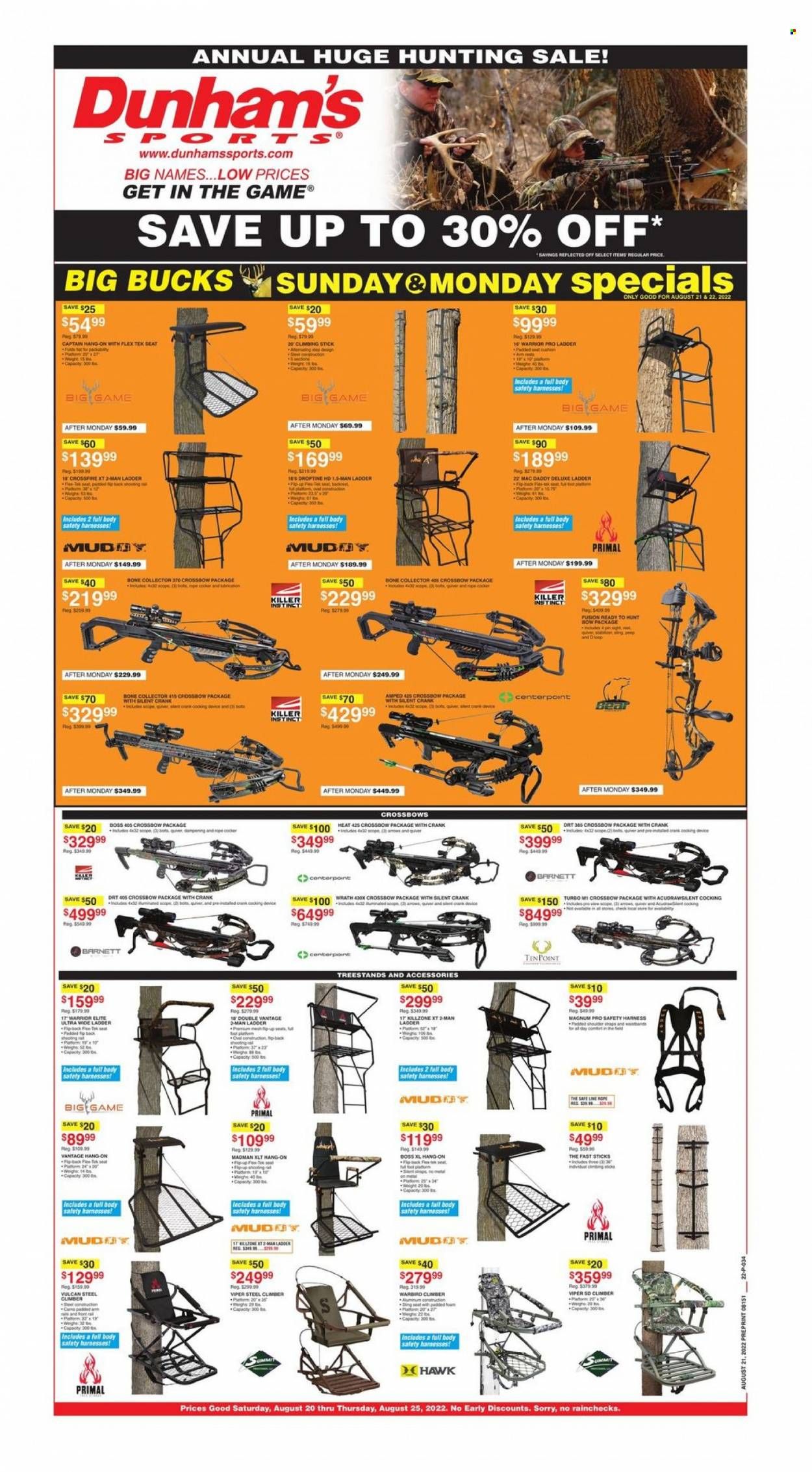 Dunham's Sports (MI, PA, WI) Weekly Ad Flyer Specials August 20 to August 25, 2022
