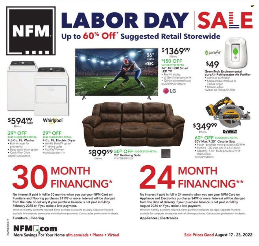 Nebraska Furniture Mart (IA, KS, NE, TX) Weekly Ad Flyer Specials August 17 to August 23, 2022