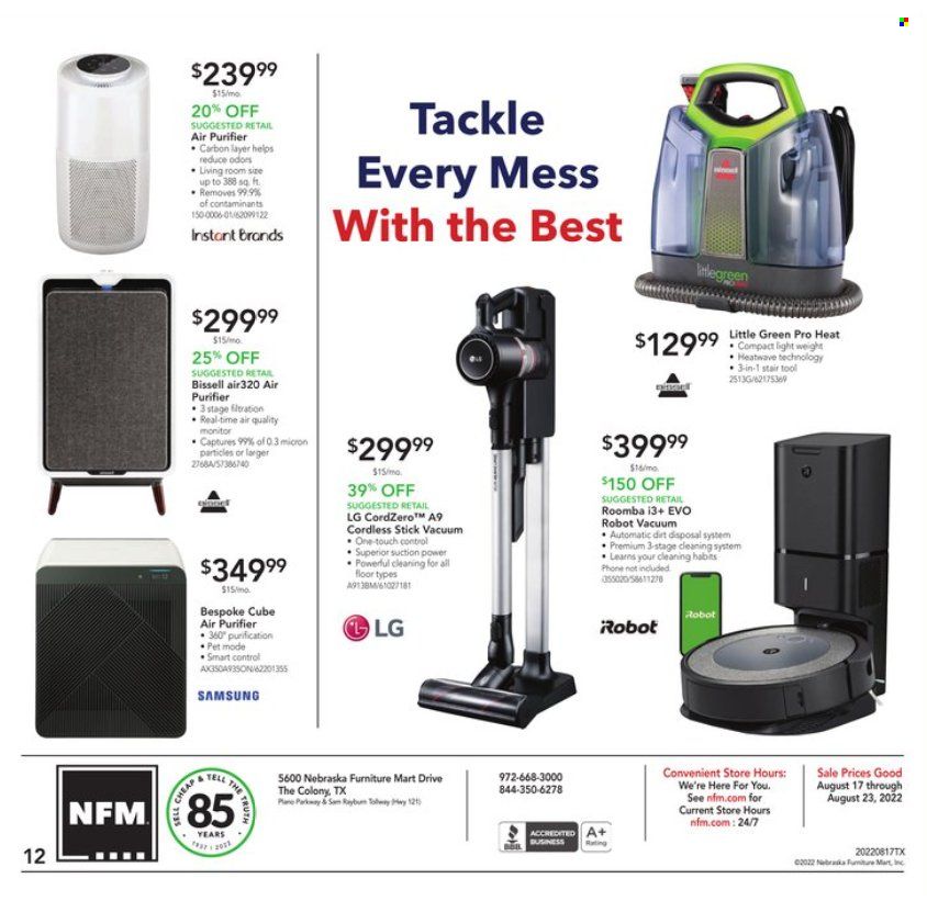 Nebraska Furniture Mart (IA, KS, NE, TX) Weekly Ad Flyer Specials August 17 to August 23, 2022