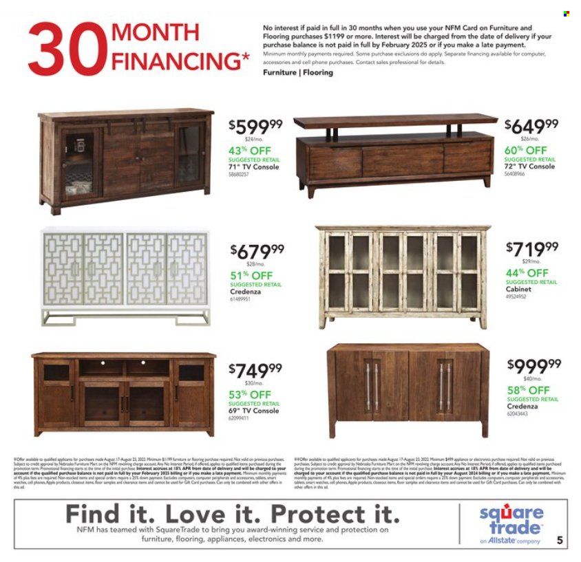 Nebraska Furniture Mart (IA, KS, NE, TX) Weekly Ad Flyer Specials August 17 to August 23, 2022