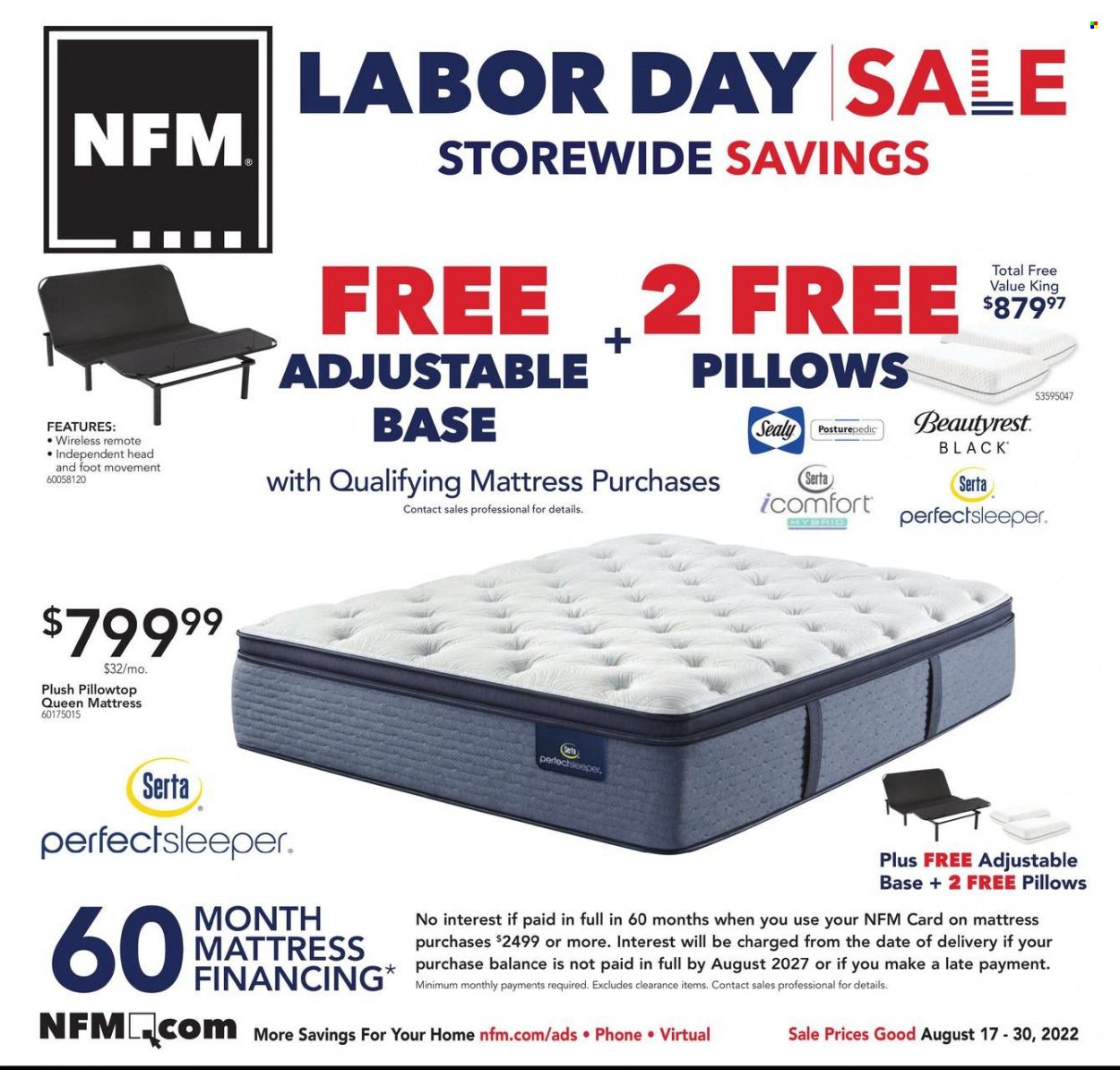 Nebraska Furniture Mart (IA, KS, NE, TX) Weekly Ad Flyer Specials August 17 to August 30, 2022