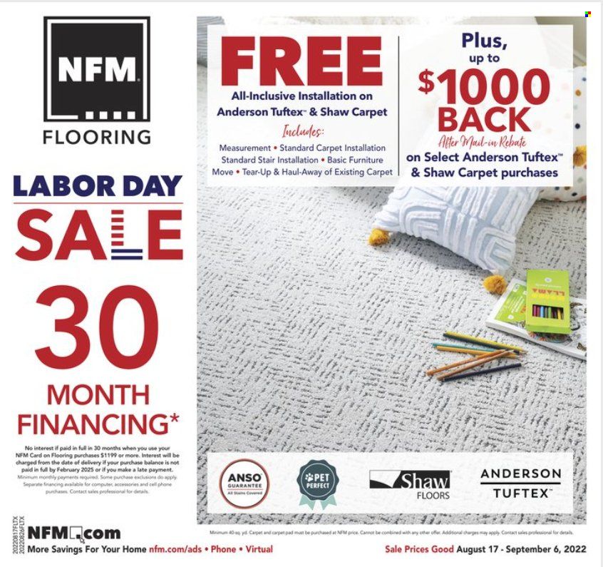 Nebraska Furniture Mart (IA, KS, NE, TX) Weekly Ad Flyer Specials August 17 to September 6, 2022