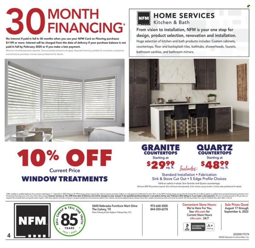 Nebraska Furniture Mart (IA, KS, NE, TX) Weekly Ad Flyer Specials August 17 to September 6, 2022