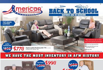 American Furniture Warehouse (AZ, CO, TX) Weekly Ad Flyer Specials August 21 to August 27, 2022