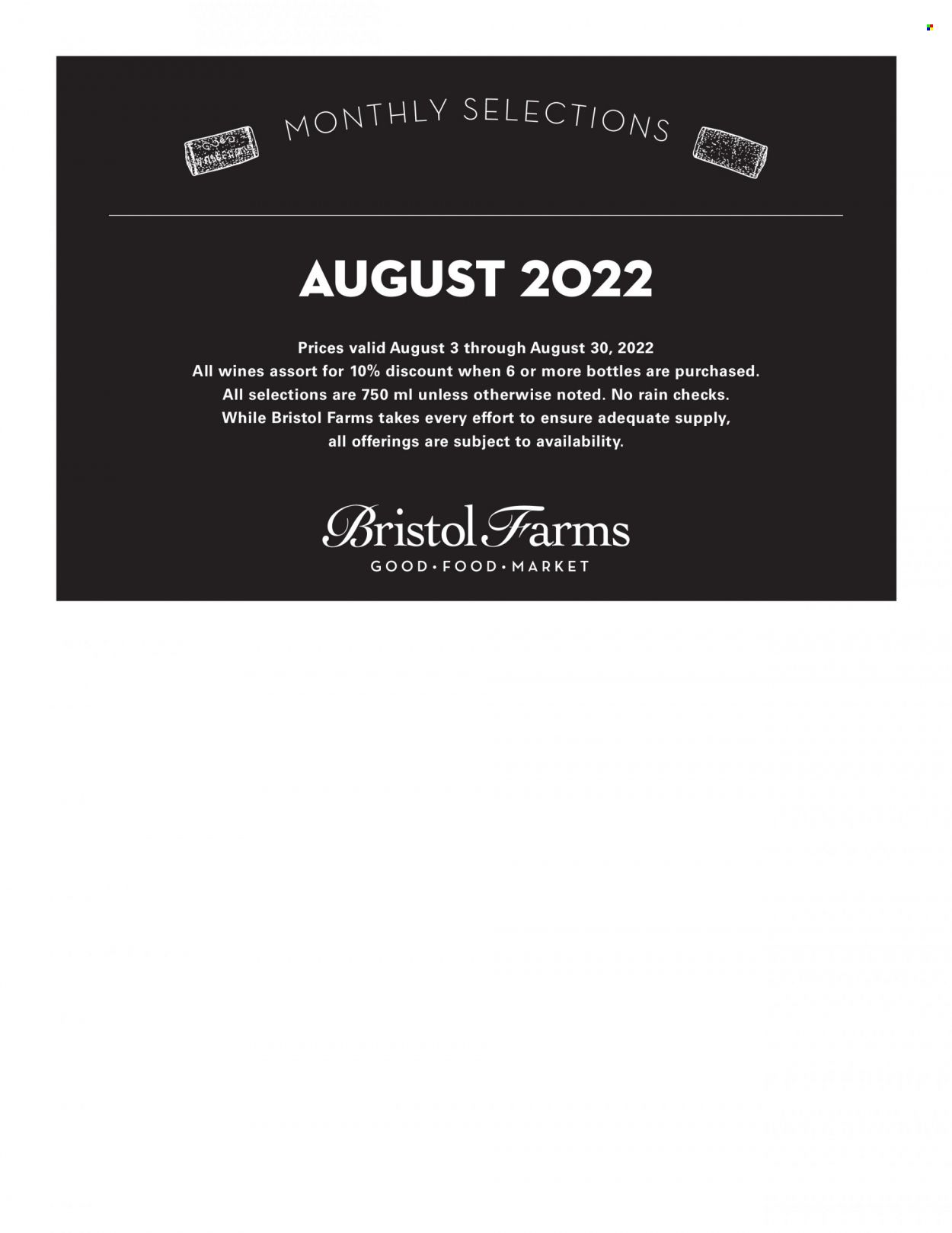 Bristol Farms (CA) Weekly Ad Flyer Specials August 3 to August 30, 2022