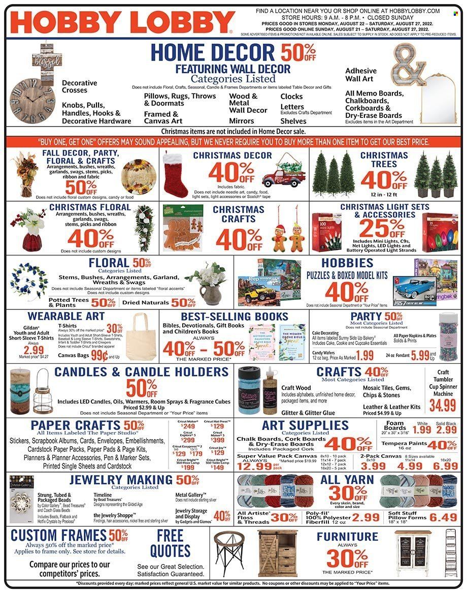 Hobby Lobby Weekly Ad Flyer Specials August 21 to August 27, 2022