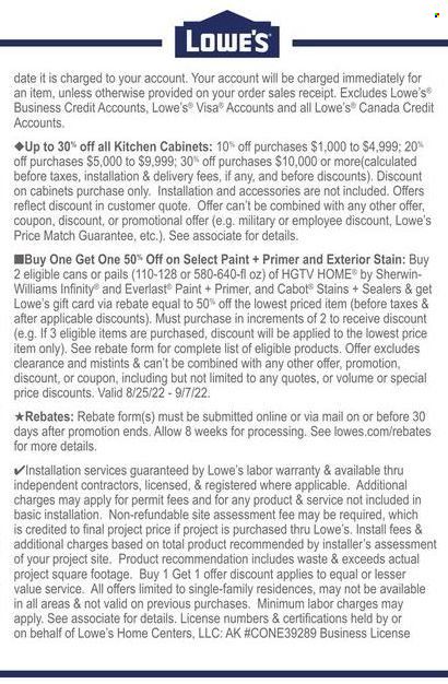 Lowe's Weekly Ad Flyer Specials August 25 to August 31, 2022