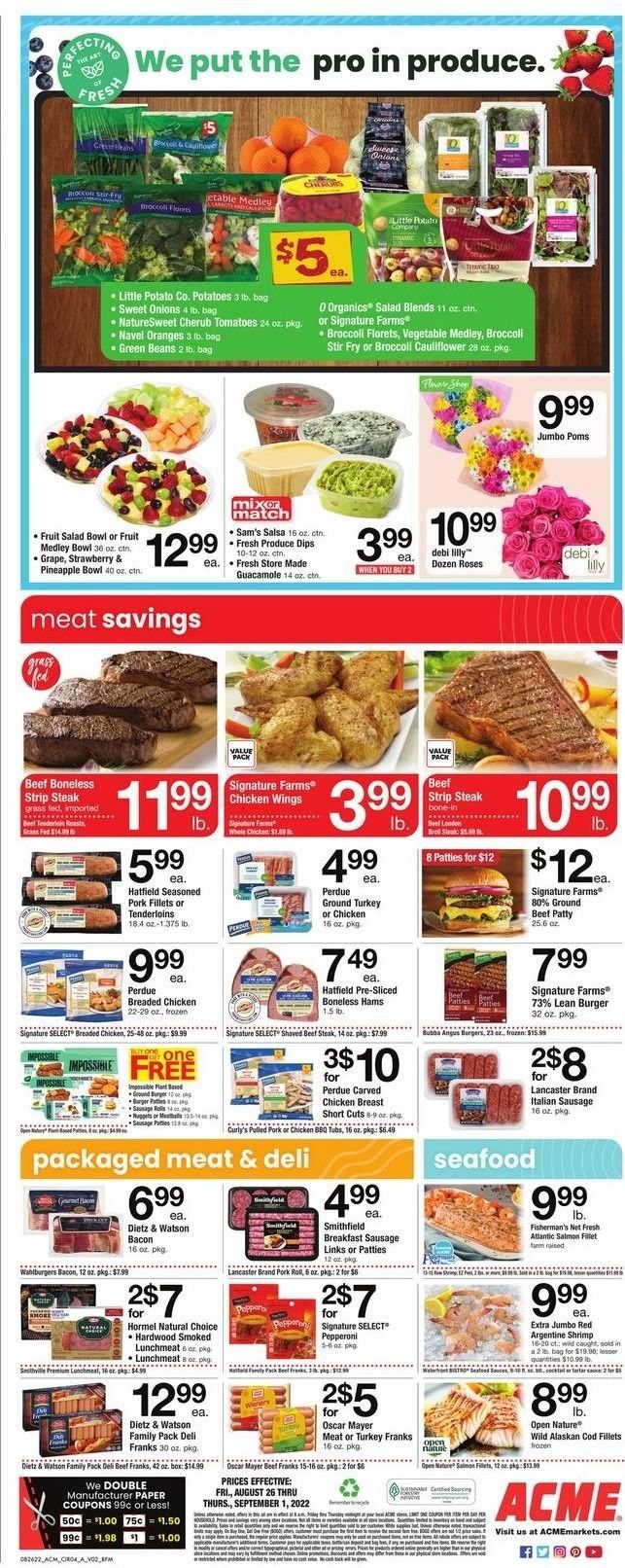 ACME (DE, NJ, NY, PA) Weekly Ad Flyer Specials August 26 to September 1, 2022