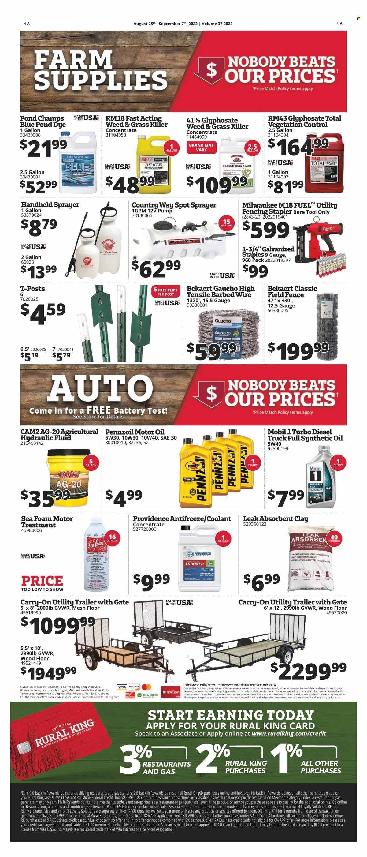 Rural King Weekly Ad Flyer Specials August 25 to September 7, 2022
