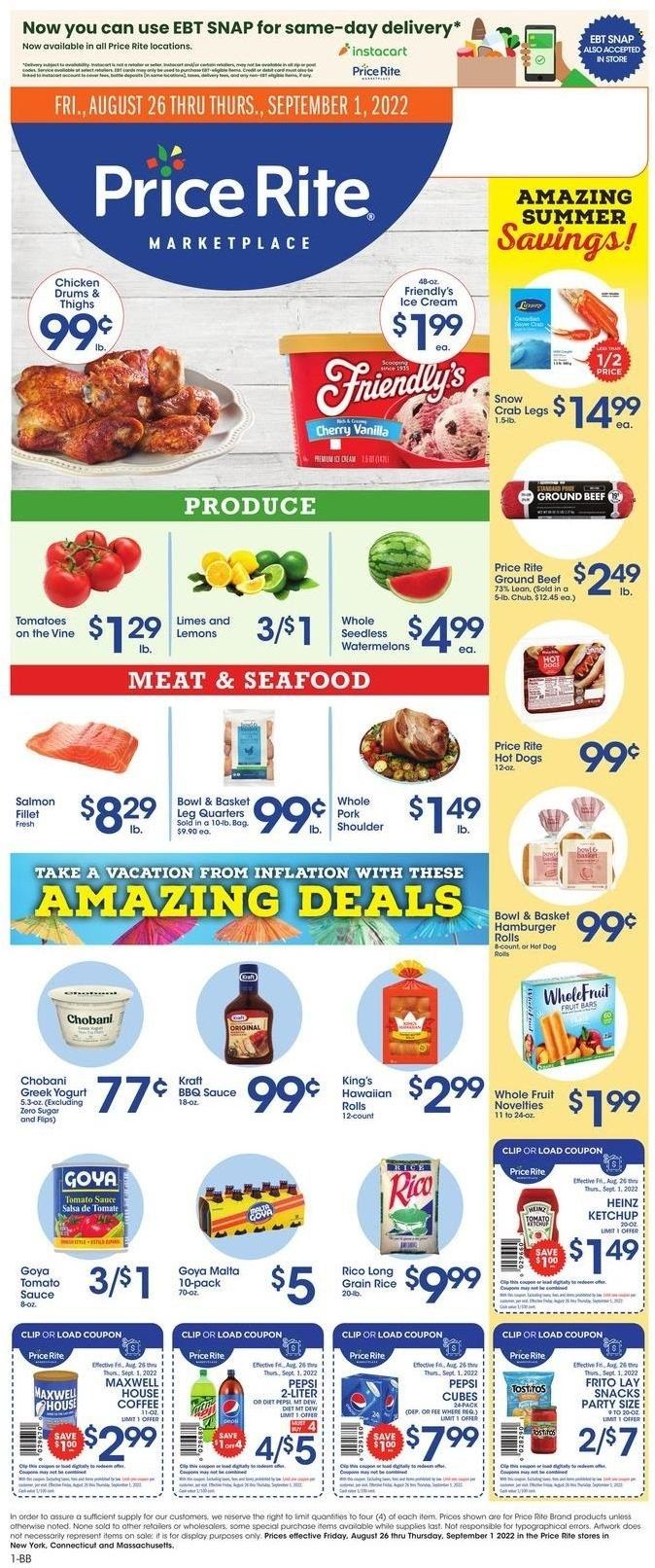 Price Rite (CT, MA, MD, NH, NJ, NY, PA, RI) Weekly Ad Flyer Specials August 26 to September 1, 2022