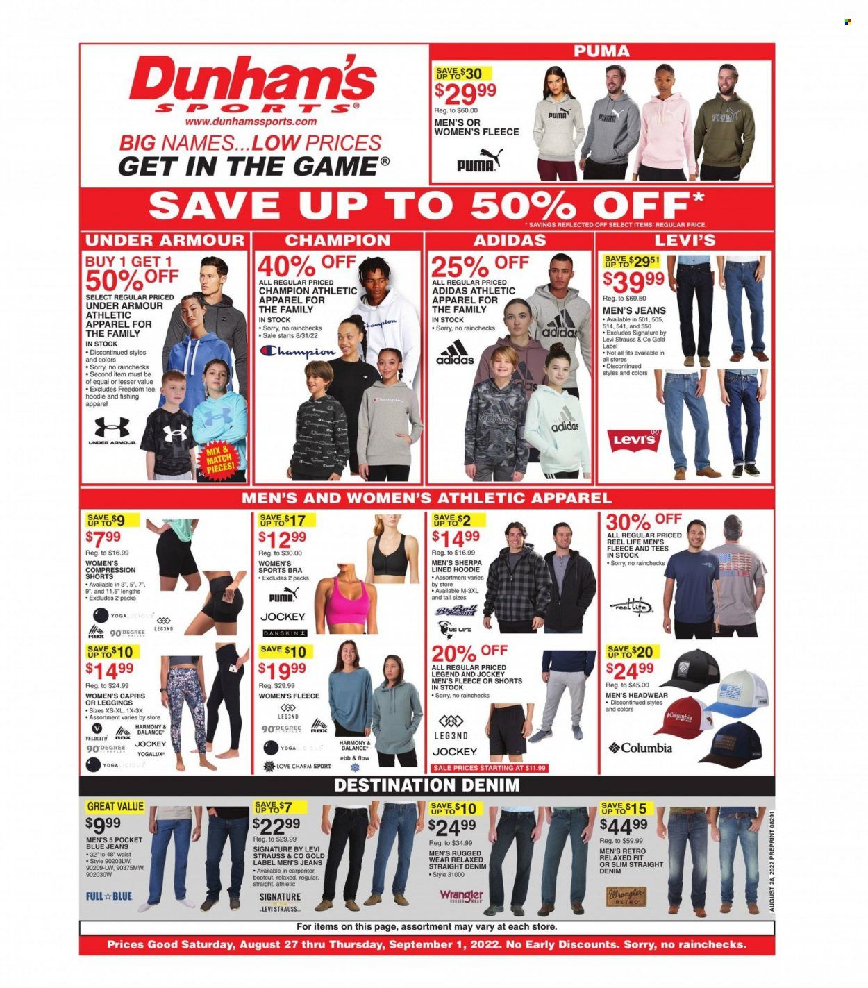 Dunham's Sports (MI, PA, WI) Weekly Ad Flyer Specials August 27 to September 1, 2022