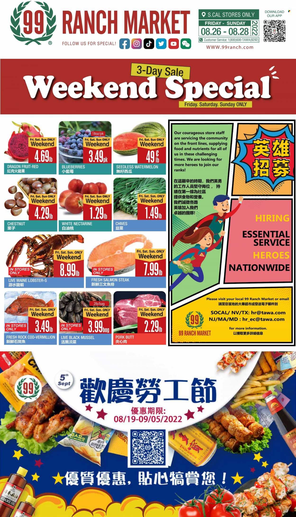 99 Ranch Market (40, CA) Weekly Ad Flyer Specials August 26 to September 1, 2022