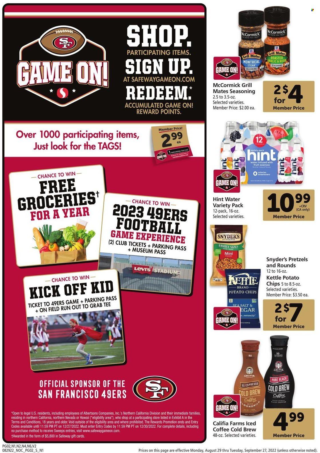 Safeway (CA, HI, OR, WA) Weekly Ad Flyer Specials August 29 to September 27, 2022