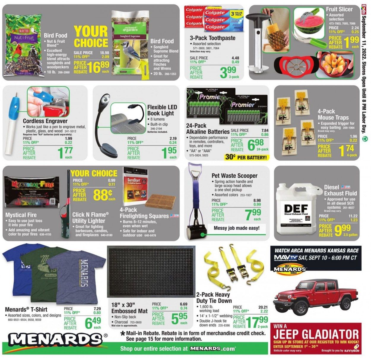 Menards Weekly Ad Flyer Specials September 1 to September 11, 2022
