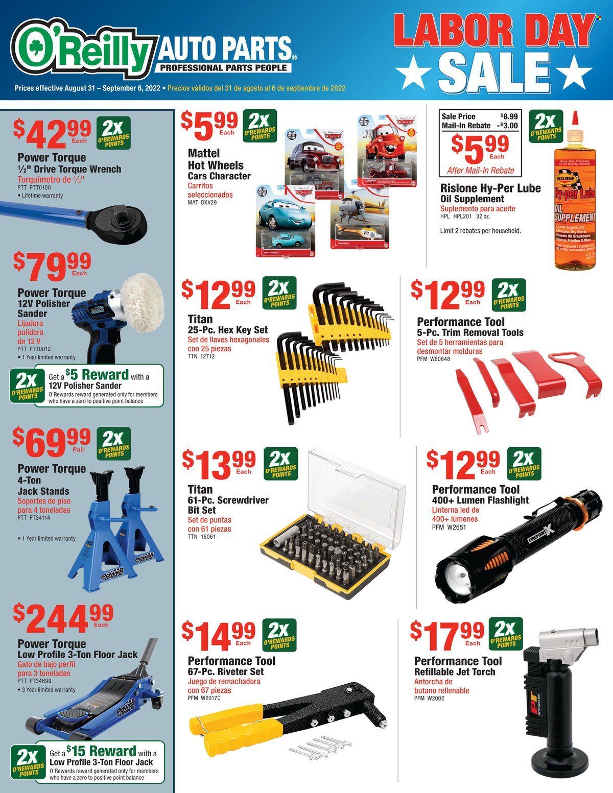 O'Reilly Auto Parts Weekly Ad Flyer Specials August 31 to September 6, 2022