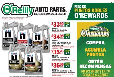 O'Reilly Auto Parts Weekly Ad Flyer Specials August 31 to September 27, 2022