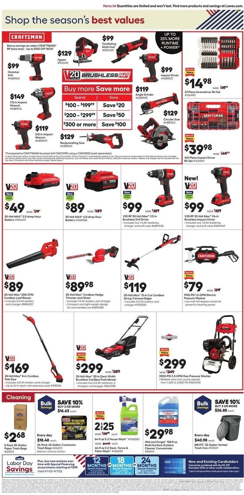 Lowe's Weekly Ad Flyer Specials September 1 to September 7, 2022