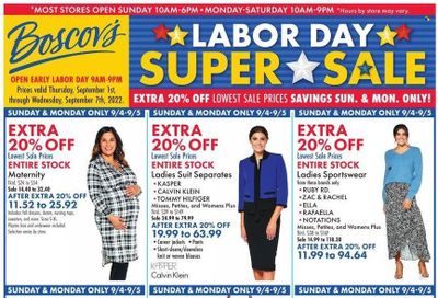 Boscov's (CT, DE, MD, NJ, NY, PA) Weekly Ad Flyer Specials September 1 to September 7, 2022