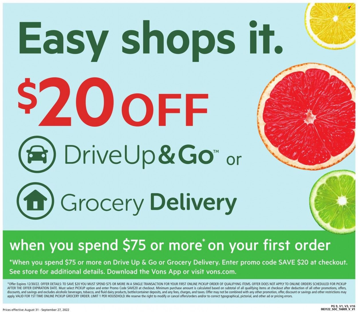 Vons (CA) Weekly Ad Flyer Specials August 31 to October 27, 2022