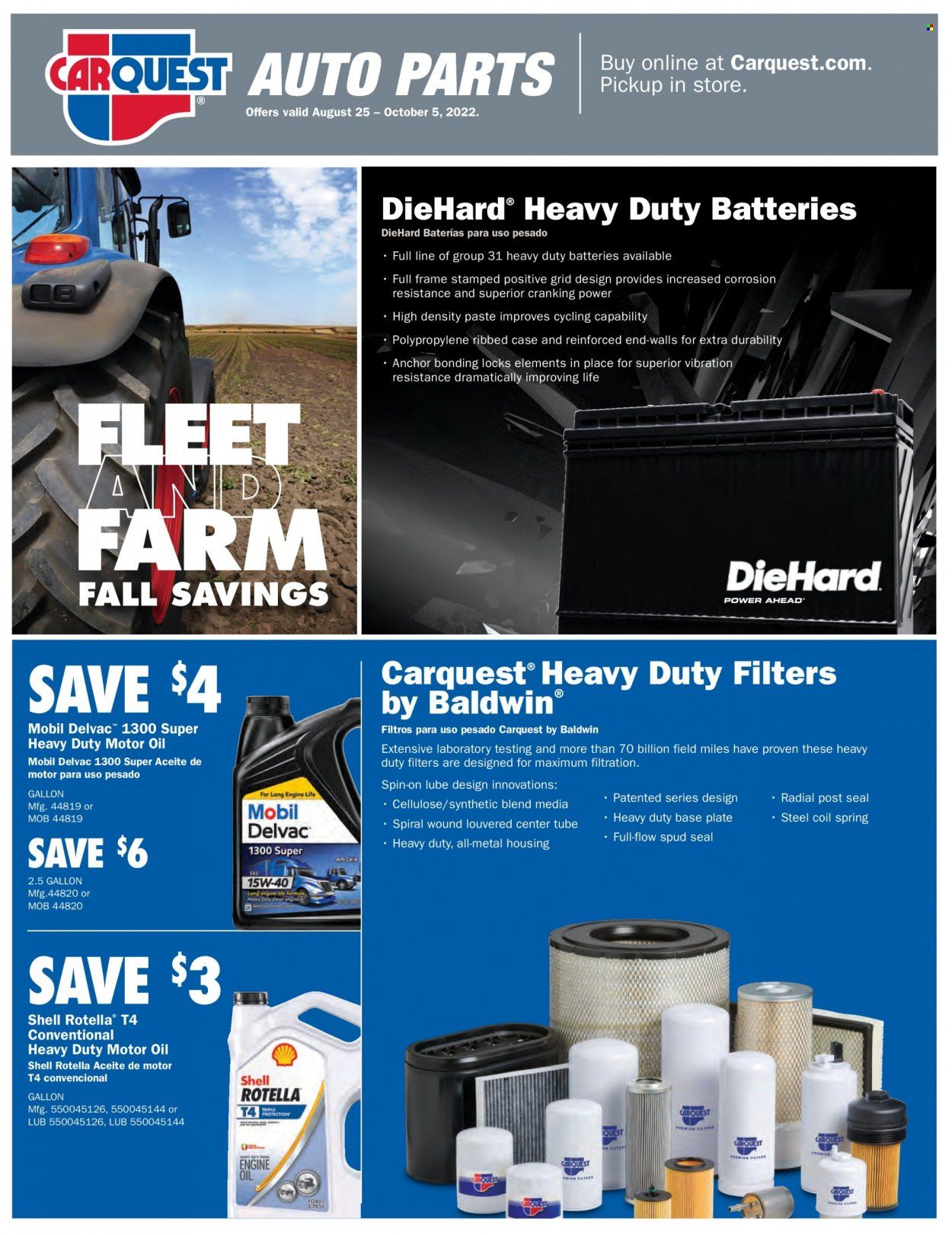 Carquest Weekly Ad Flyer Specials August 25 to October 5, 2022