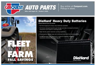 Carquest Weekly Ad Flyer Specials August 25 to October 5, 2022