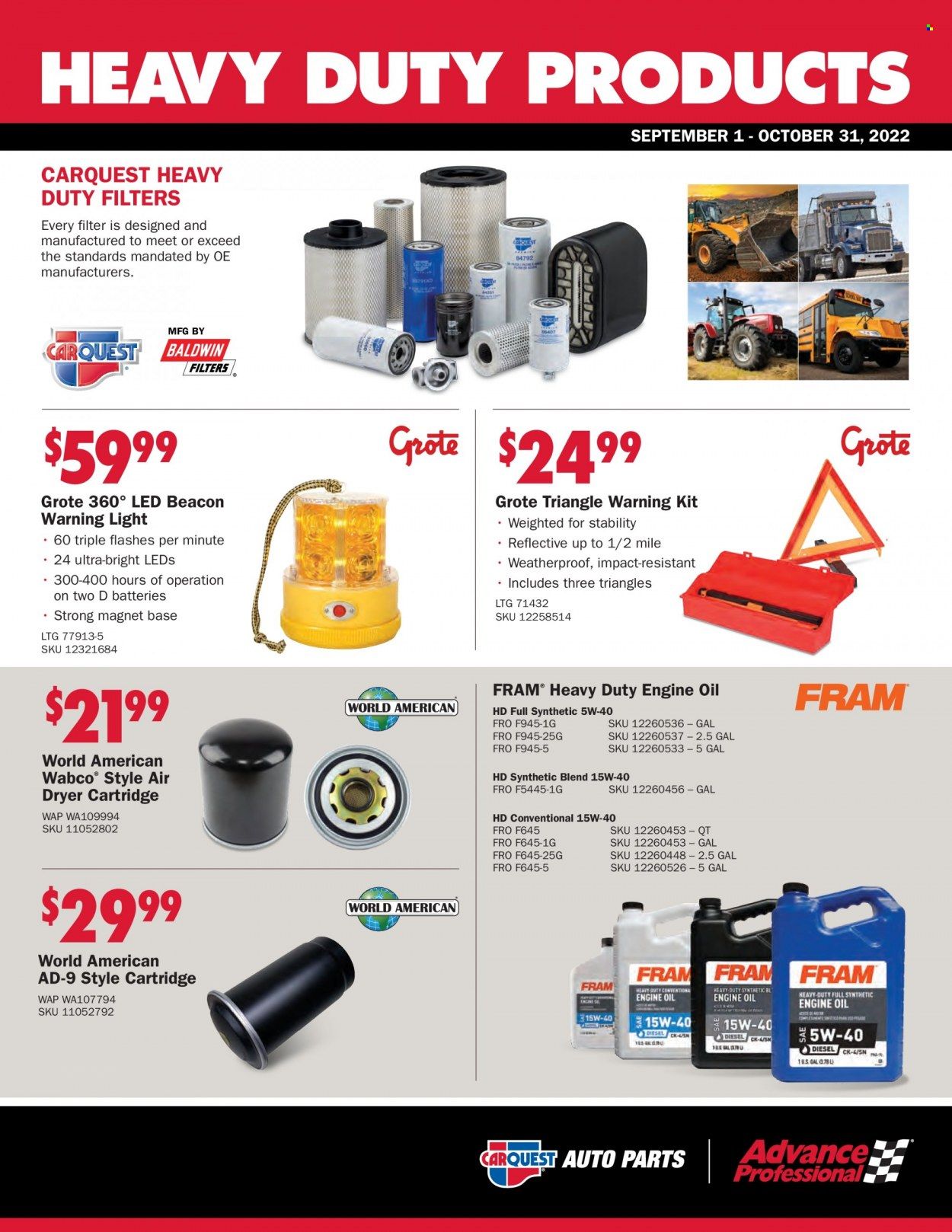 Carquest Weekly Ad Flyer Specials September 1 to October 31, 2022