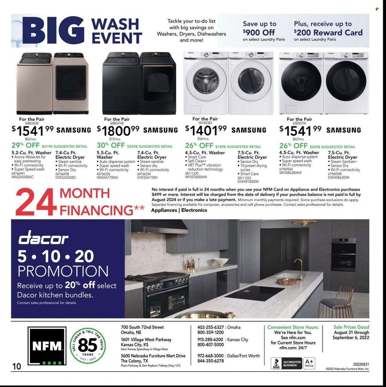 Nebraska Furniture Mart (IA, KS, NE, TX) Weekly Ad Flyer Specials August 31 to September 6, 2022