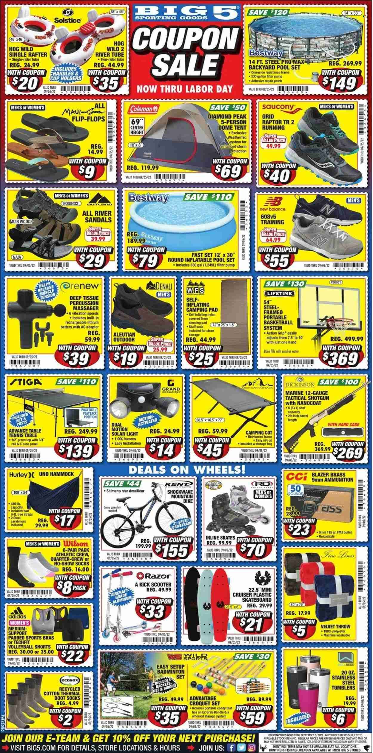 Big 5 (AZ, CA, CO, ID, NM, OR, UT, WA) Weekly Ad Flyer Specials September 2 to September 5, 2022