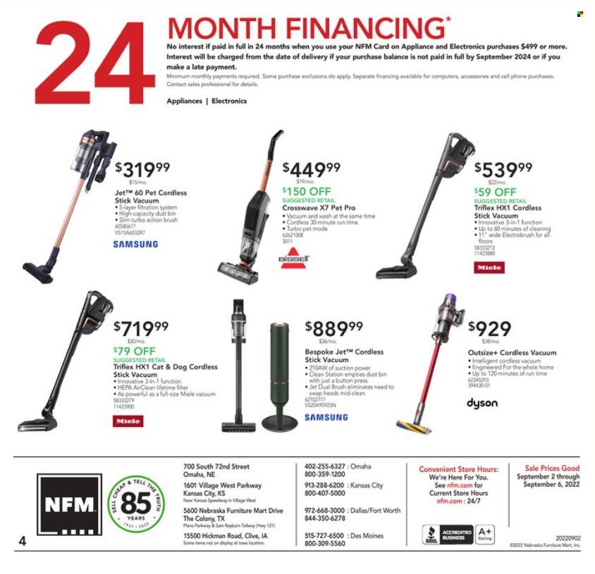 Nebraska Furniture Mart (IA, KS, NE, TX) Weekly Ad Flyer Specials September 2 to September 6, 2022