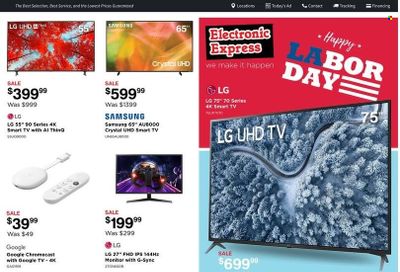 Electronic Express (AL, TN) Weekly Ad Flyer Specials September 4 to September 10, 2022