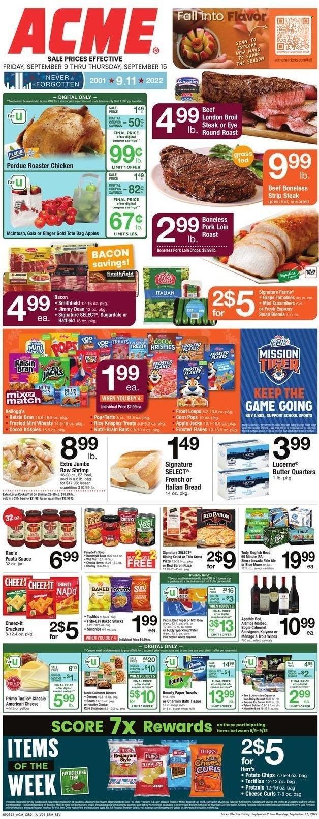 ACME (DE, NJ, NY, PA) Weekly Ad Flyer Specials September 9 to September 15, 2022