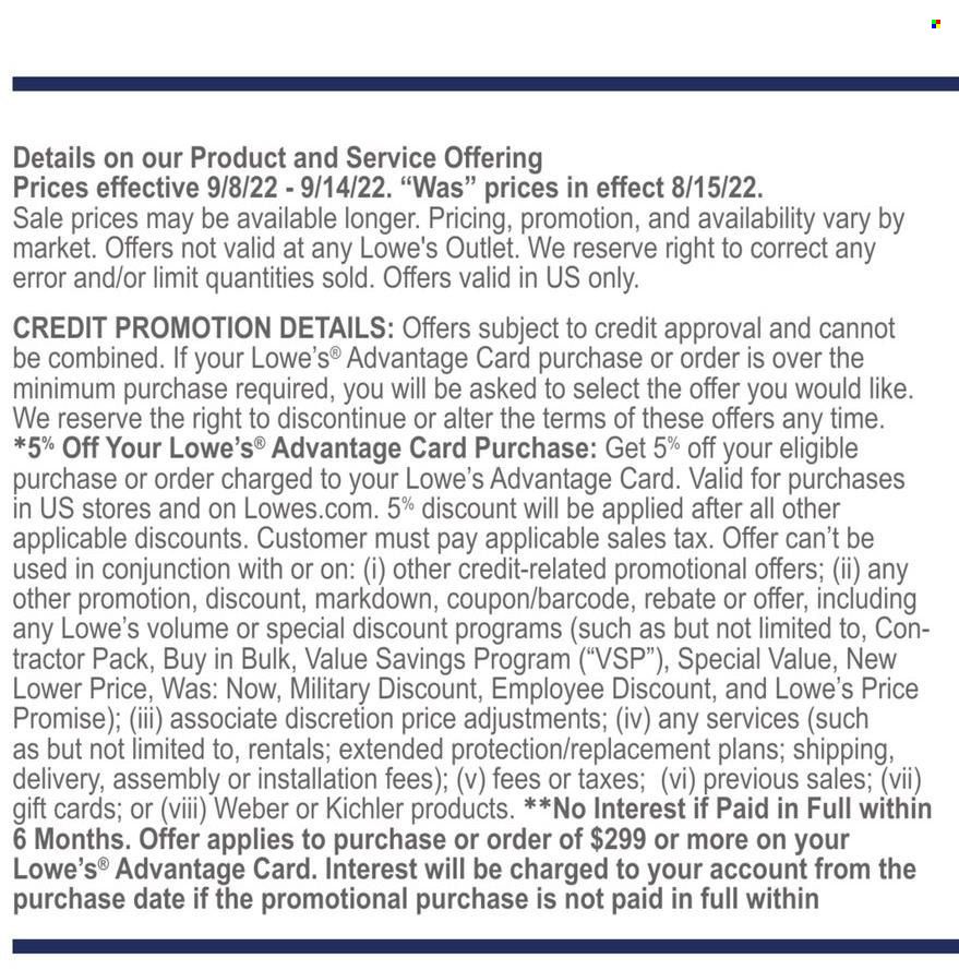 Lowe's Weekly Ad Flyer Specials September 8 to September 14, 2022