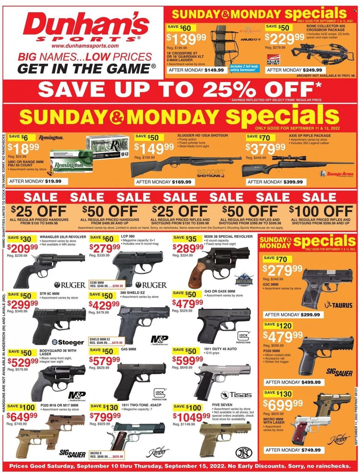 Dunham's Sports (MI, PA, WI) Weekly Ad Flyer Specials September 10 to September 15, 2022