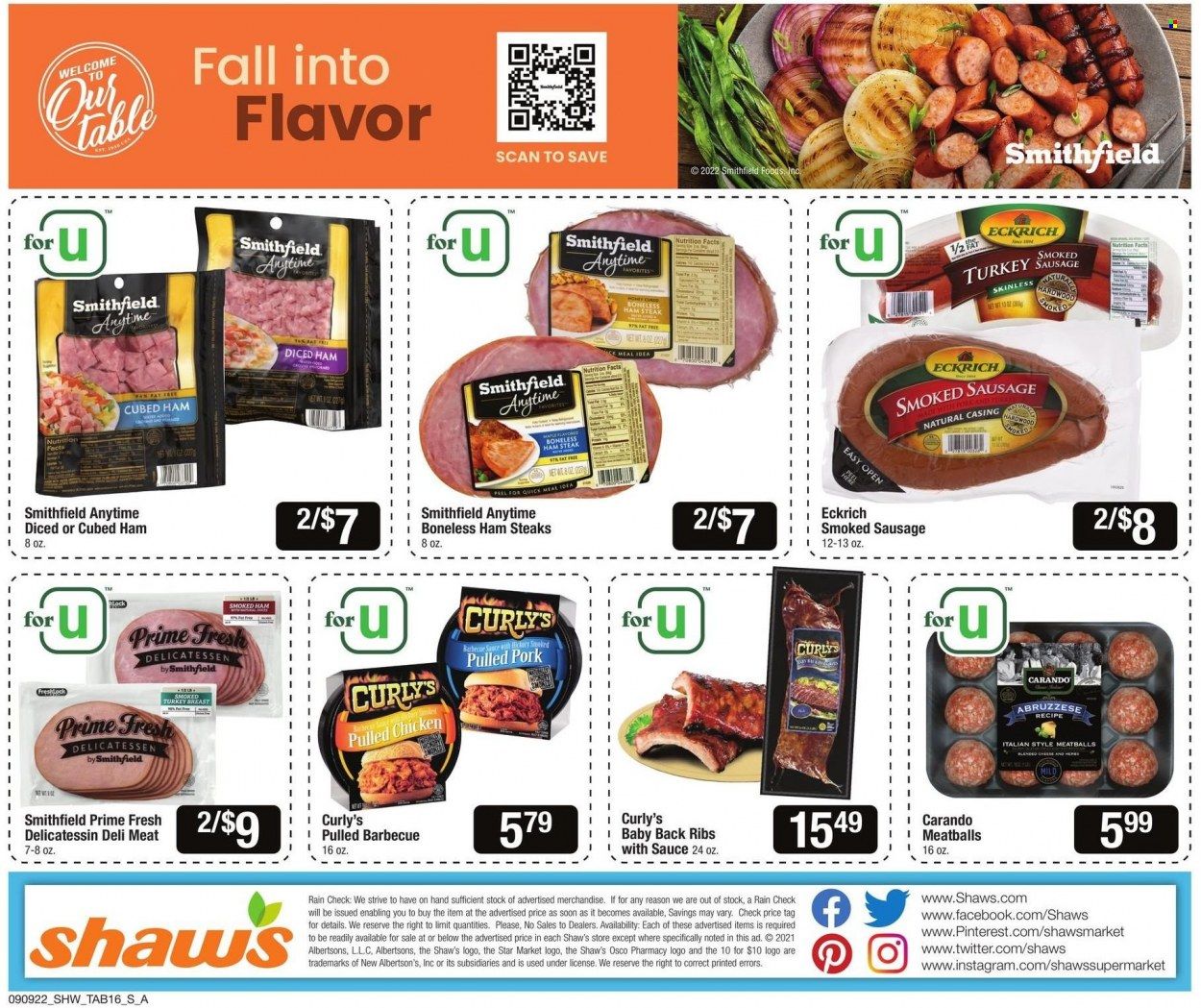 Shaw’s (MA, ME, NH, RI, VT) Weekly Ad Flyer Specials September 9 to October 6, 2022