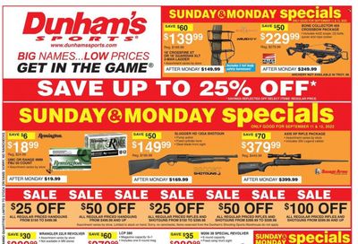 Dunham's Sports (MI) Weekly Ad Flyer Specials September 10 to September 15, 2022