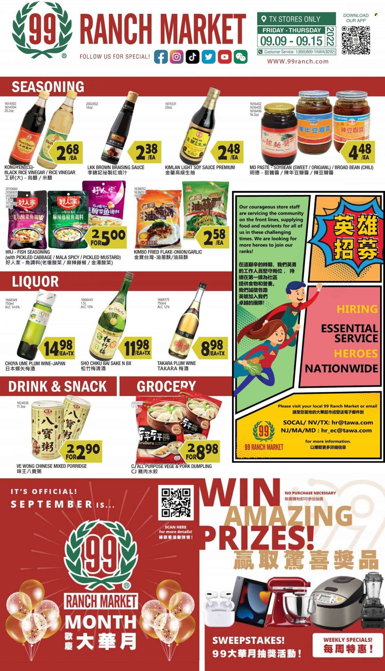 99 Ranch Market (TX) Weekly Ad Flyer Specials September 9 to September 15, 2022