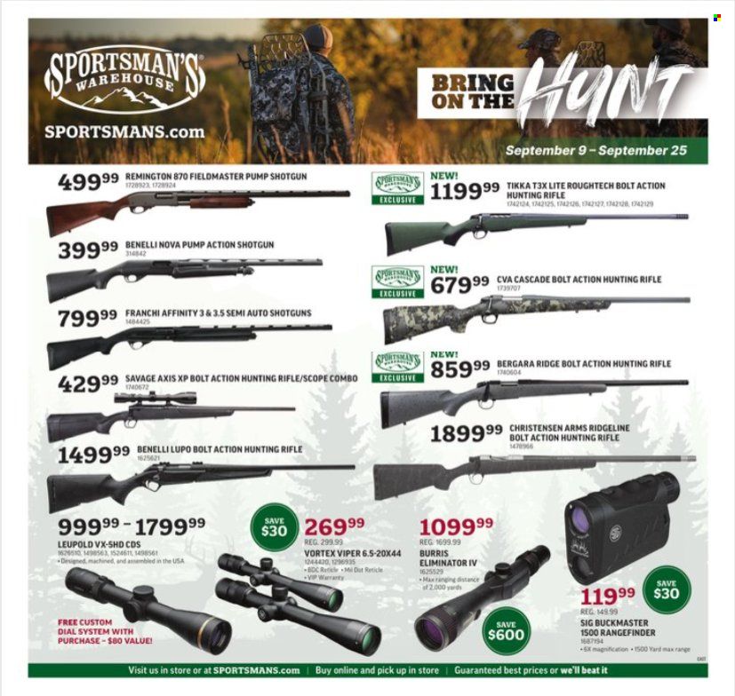 Sportsman's Warehouse Weekly Ad Flyer Specials September 9 to September 25, 2022