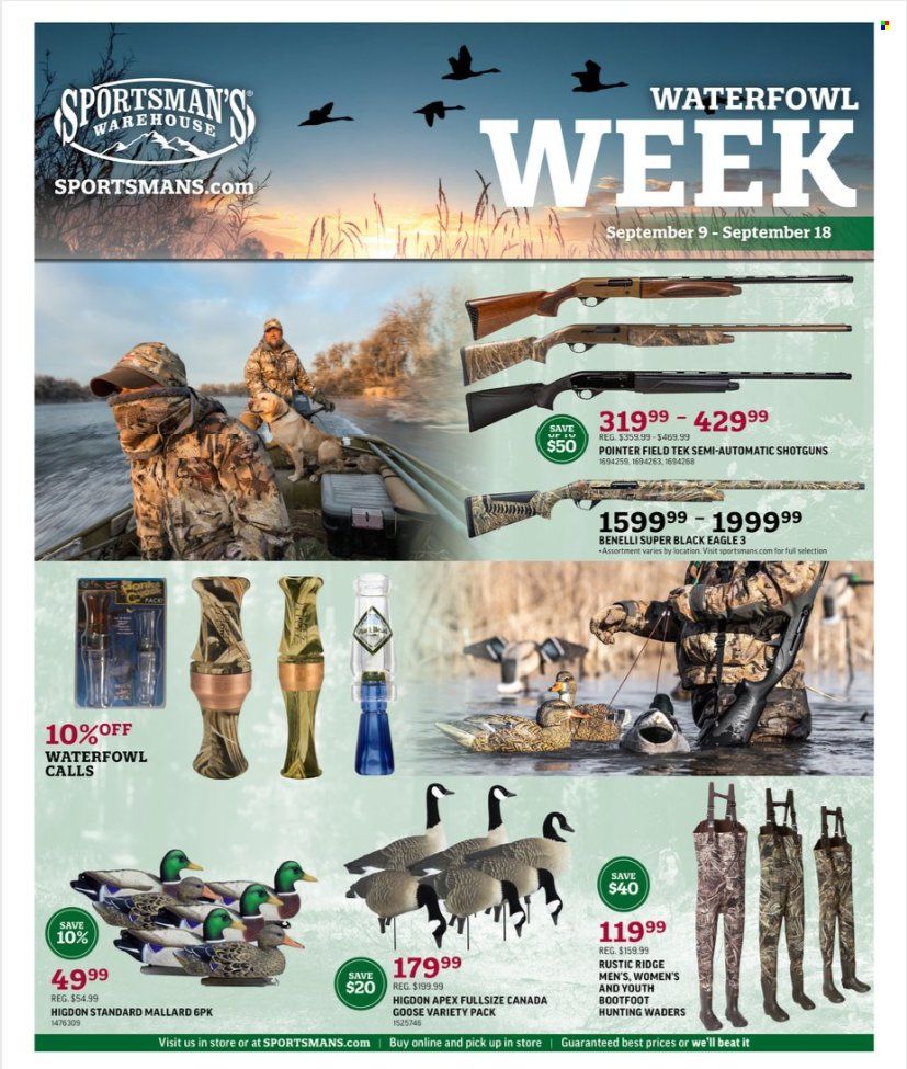Sportsman's Warehouse Weekly Ad Flyer Specials September 9 to September 18, 2022