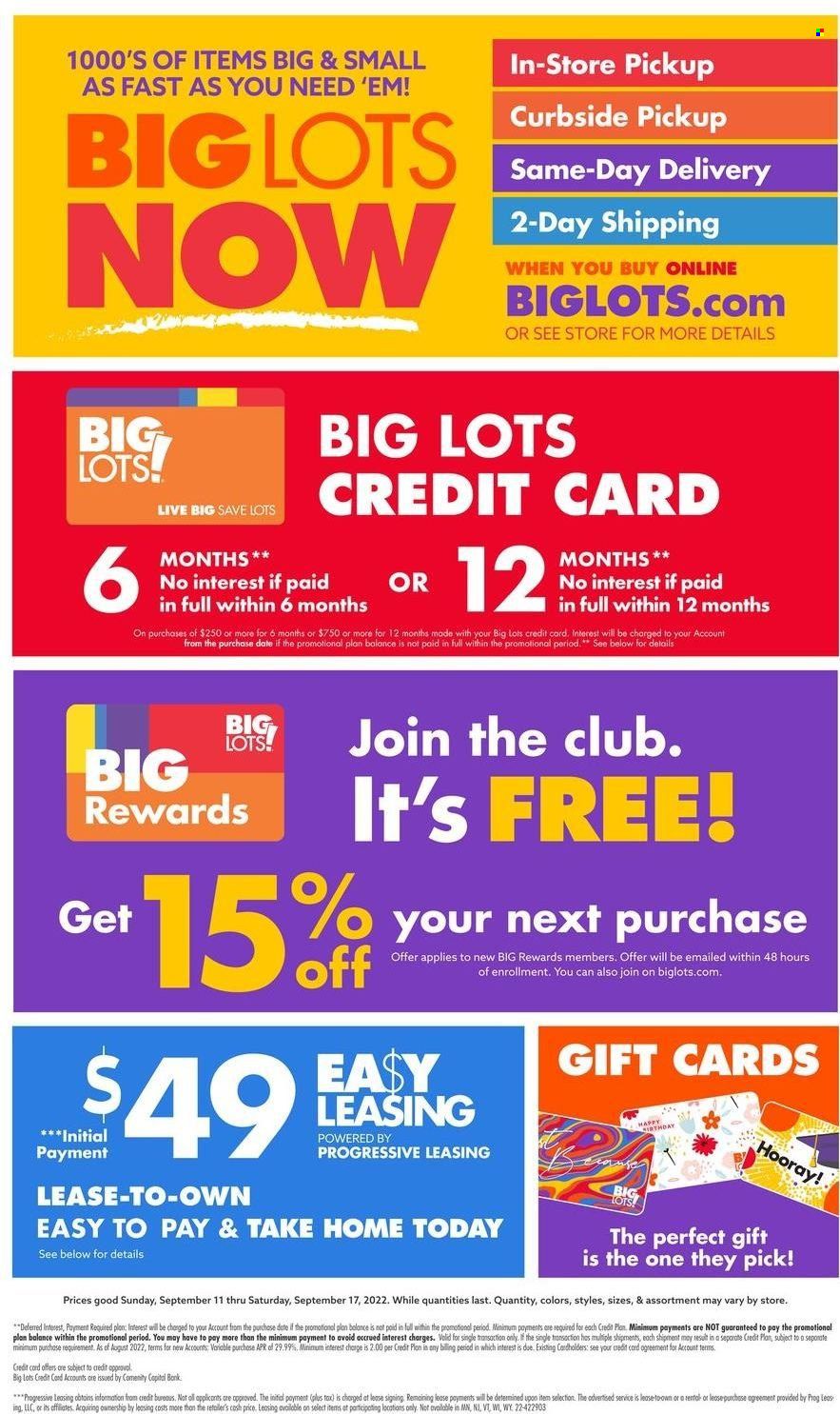 Big Lots Weekly Ad Flyer Specials September 11 to September 17, 2022
