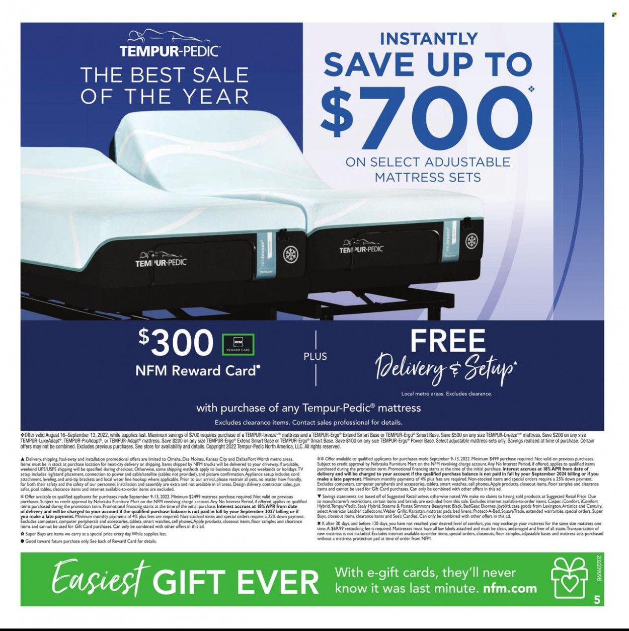 Nebraska Furniture Mart (IA, KS, NE, TX) Weekly Ad Flyer Specials September 9 to September 13, 2022