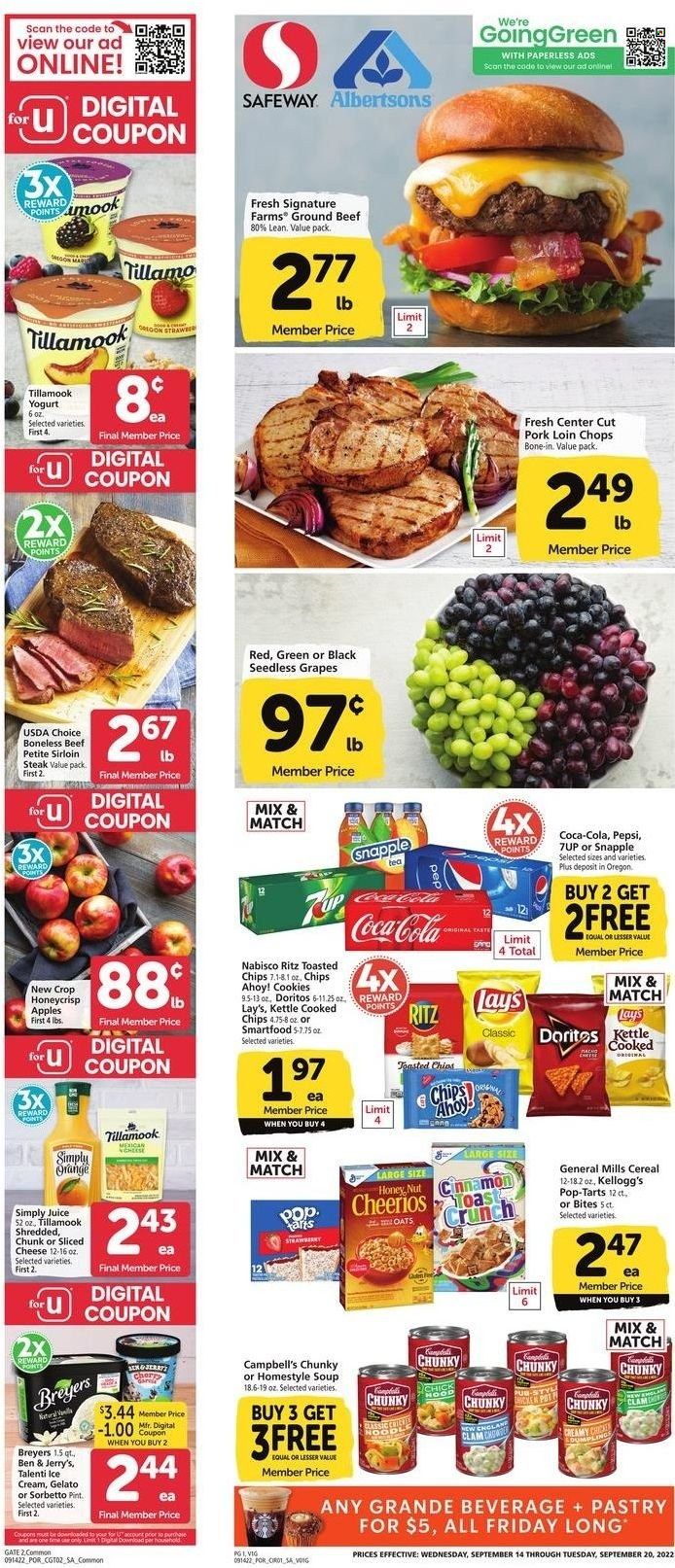 Safeway (OR) Weekly Ad Flyer Specials September 14 to September 20, 2022