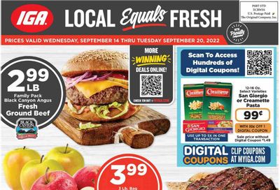 IGA (IL) Weekly Ad Flyer Specials September 14 to September 20, 2022