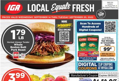 IGA (IN) Weekly Ad Flyer Specials September 14 to September 20, 2022