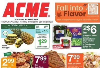 ACME (DE, NJ, NY, PA) Weekly Ad Flyer Specials September 16 to September 22, 2022
